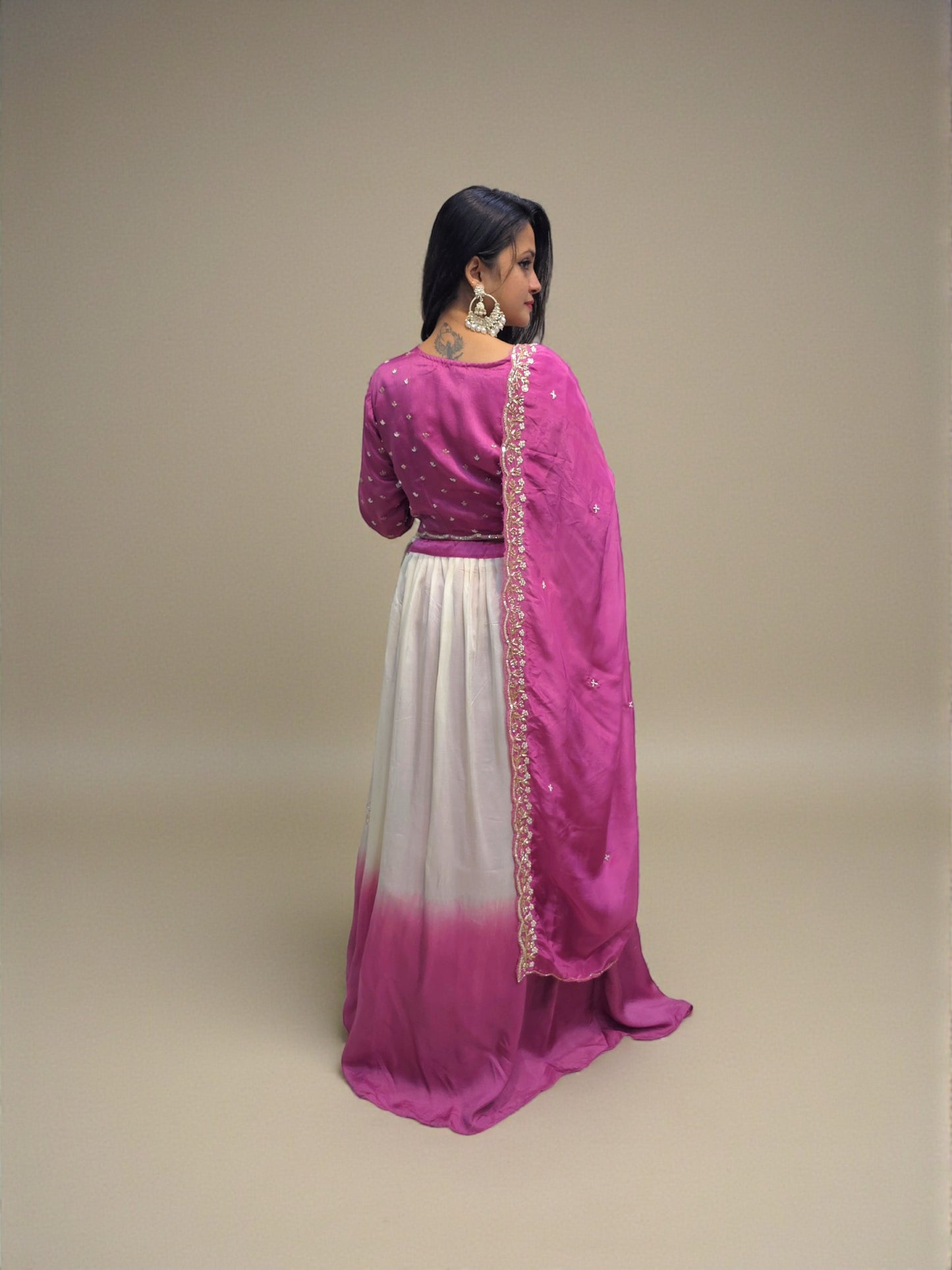 Elegant pink embroidered crop top lehenga for weddings and sangeet and haldi