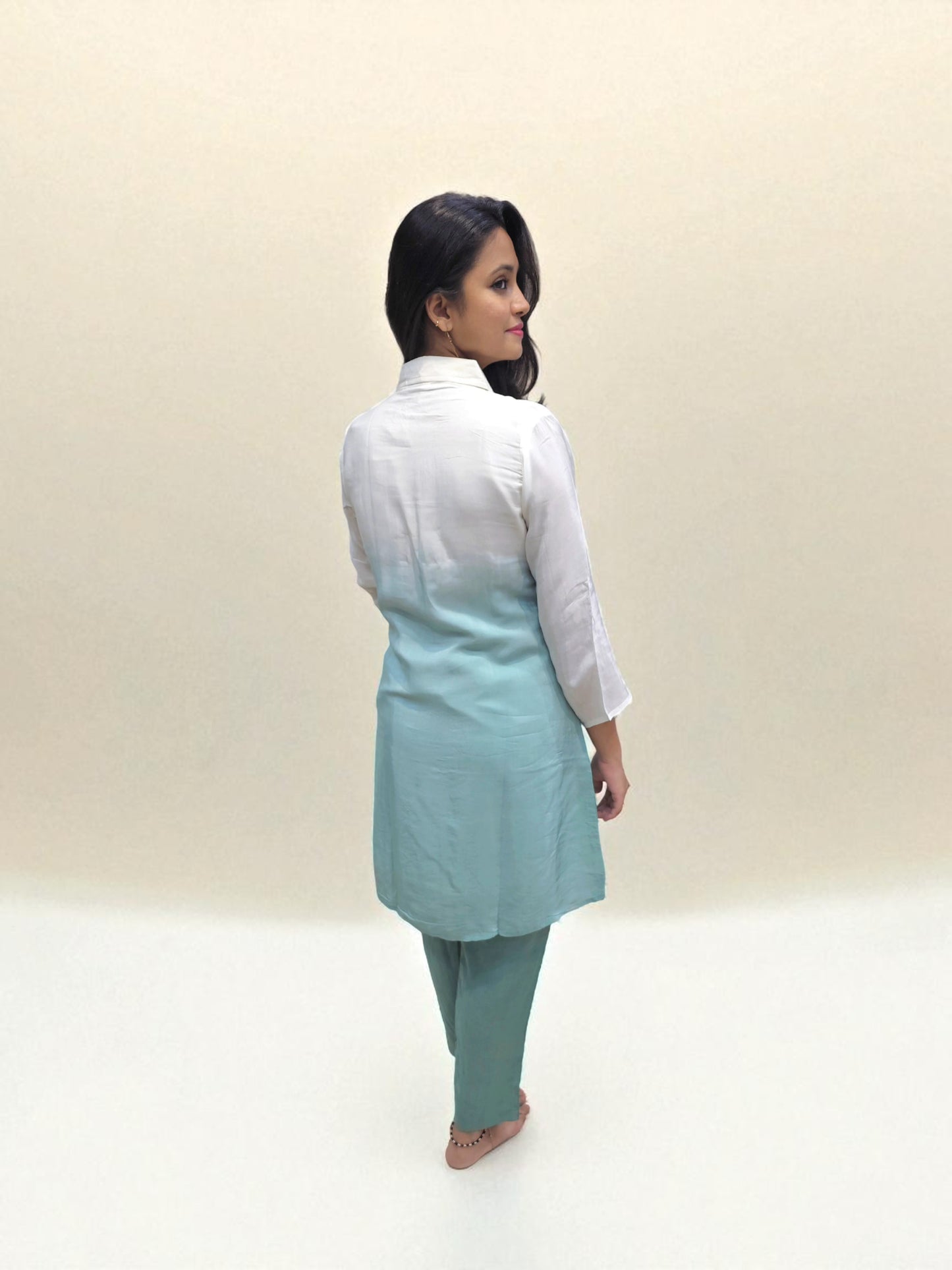 Ambika Boutique handcrafted pure crepe ombre co-ord set for women