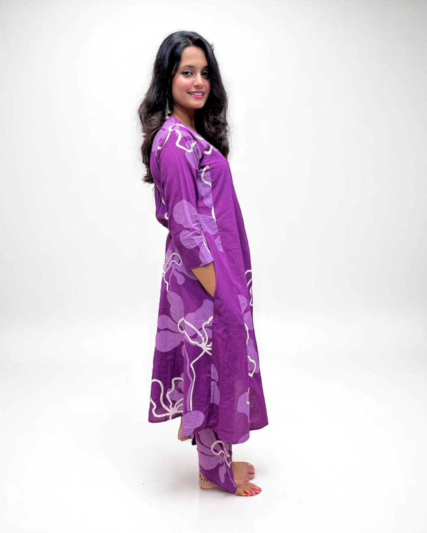 Cotton Kurta Plazzo - Purple