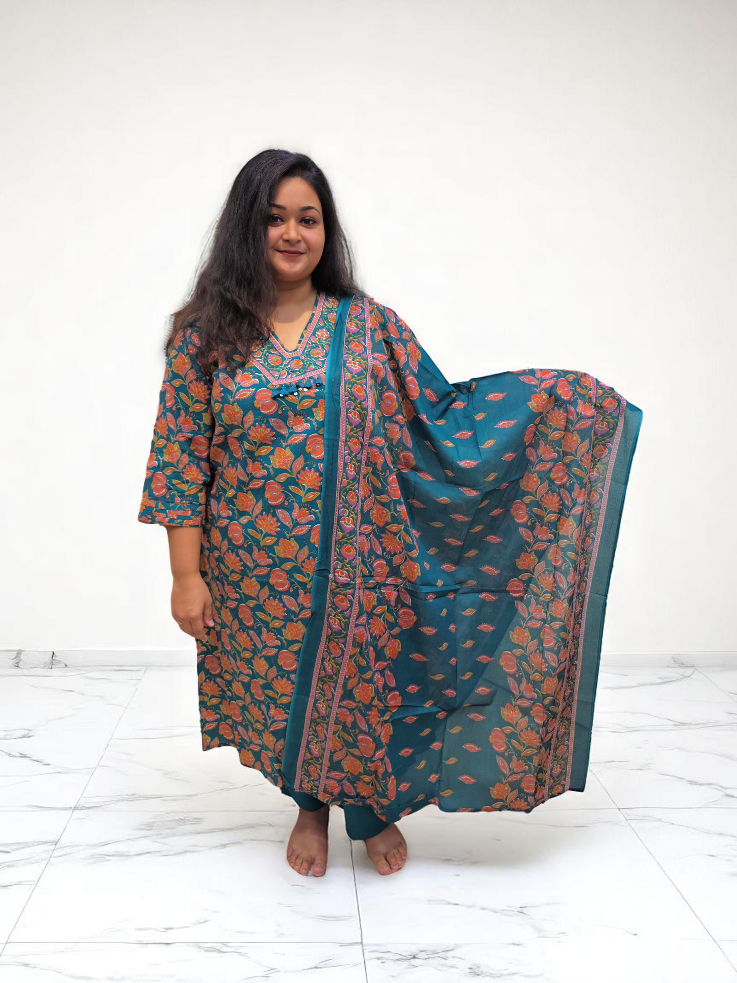 Pure Cotton Printed Kurta Set With Dupatta For Women