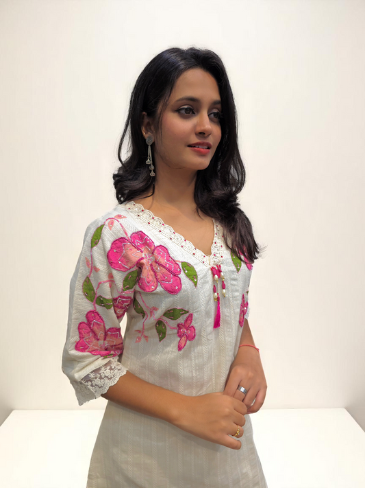 Handcrafted Kora Cotton Kurta Set – Stylish & Comfortable