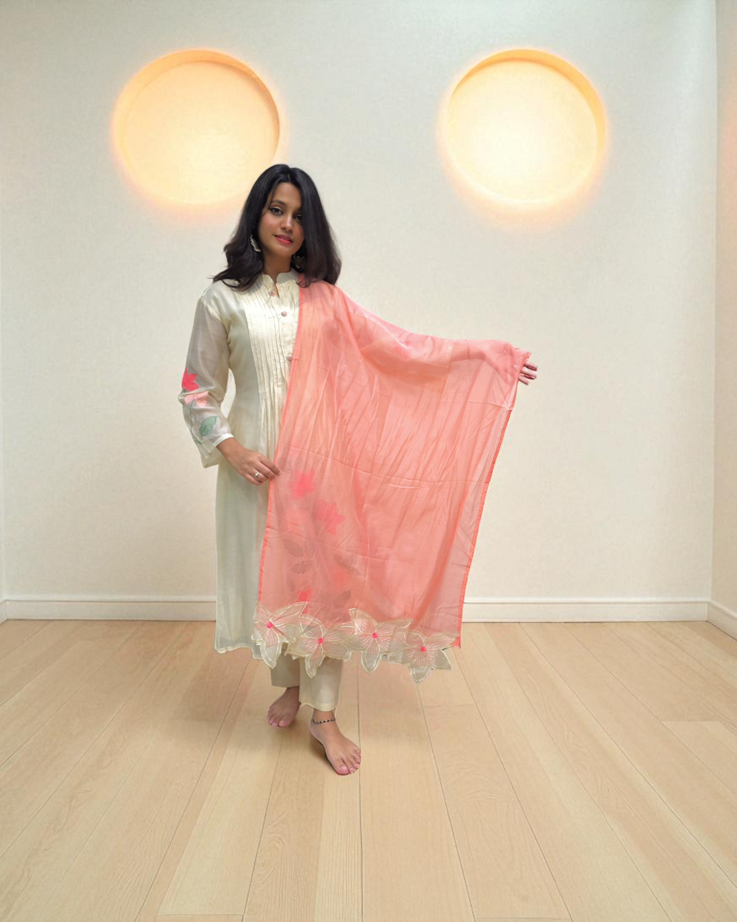 Designer Mul Chanderi Embroidery Suit