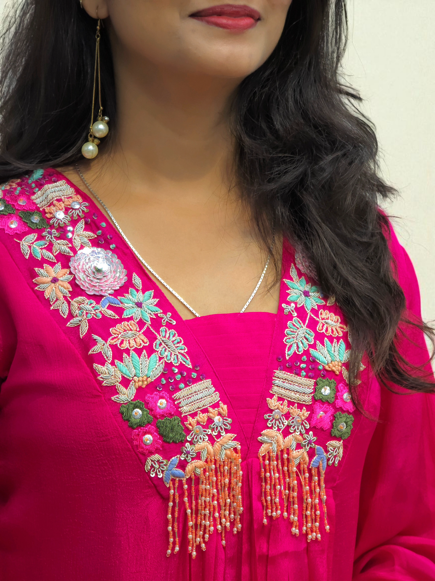 Indo-Western Kurta Palazzo Set for Women - Pink