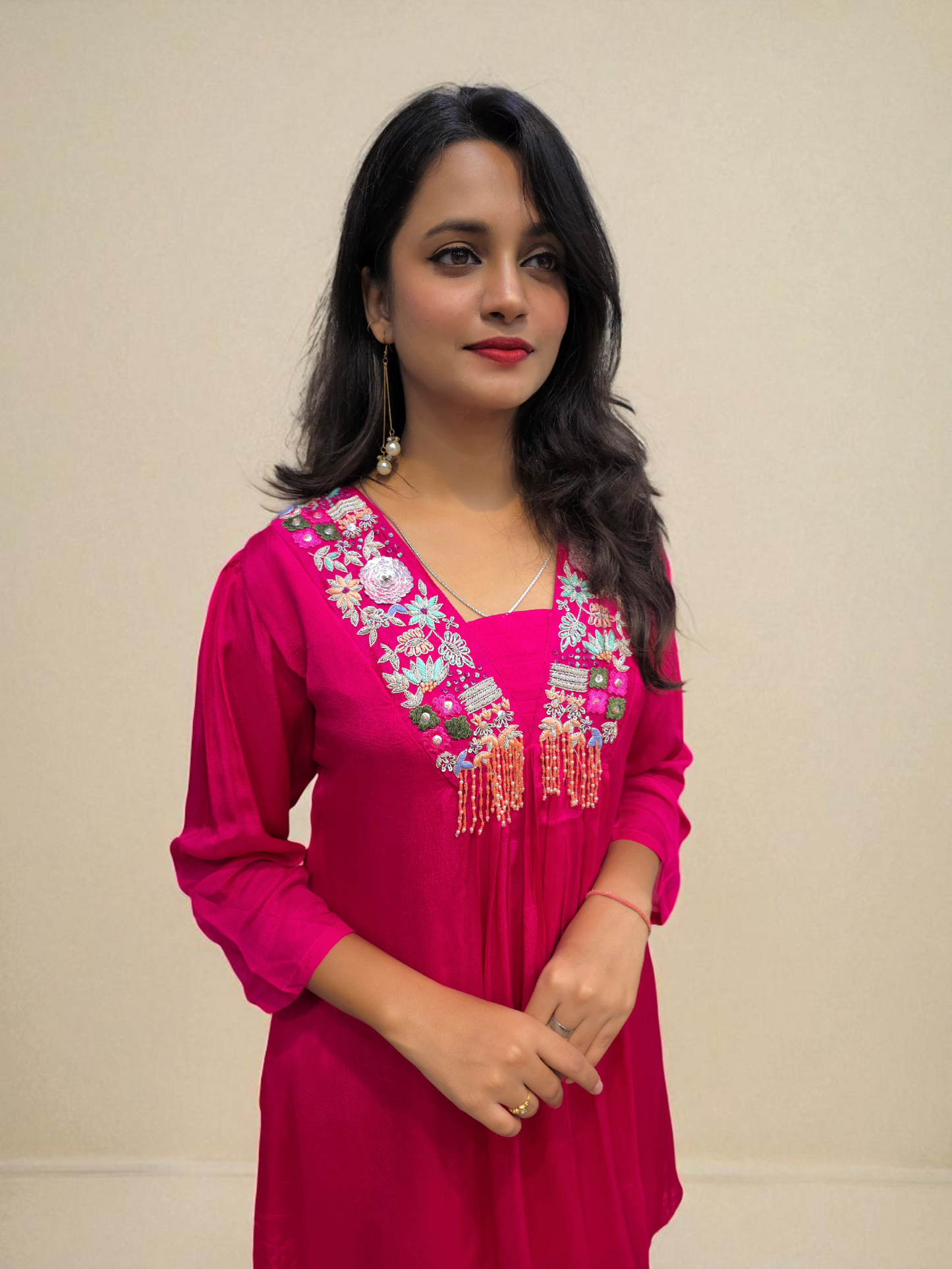 Indo-Western Kurta Palazzo Set for Women - Pink