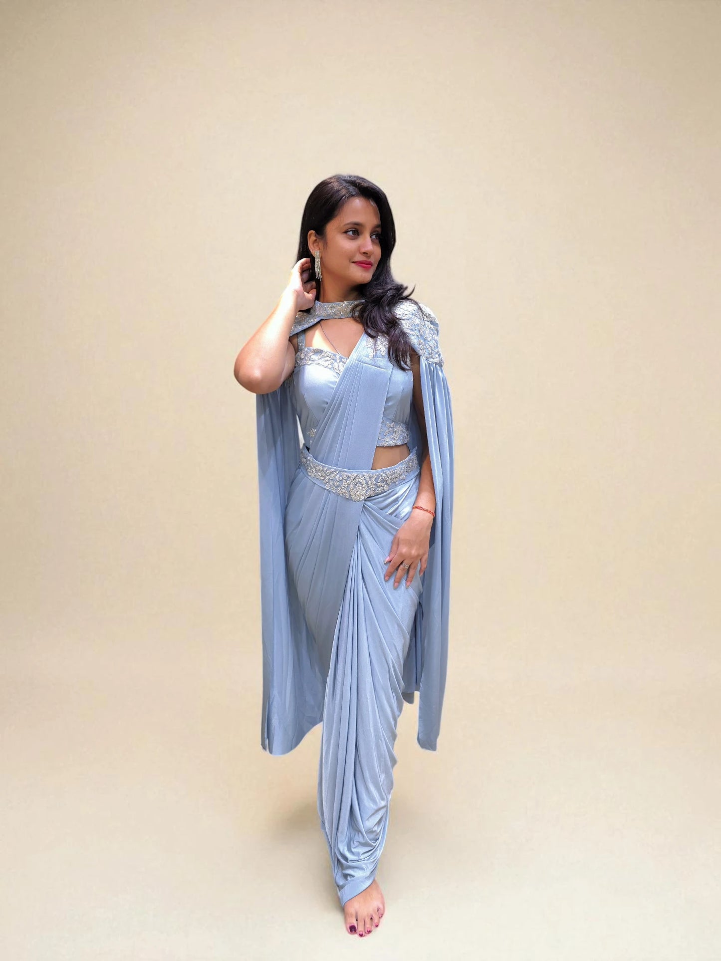 Designer Blue Ready to Wear Saree | Party Wear