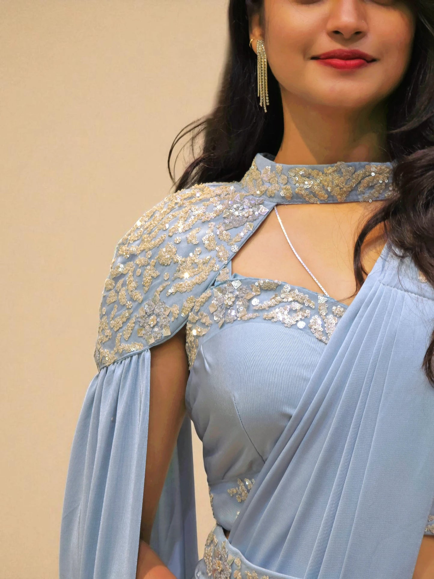 Designer Blue Ready to Wear Saree | Party Wear