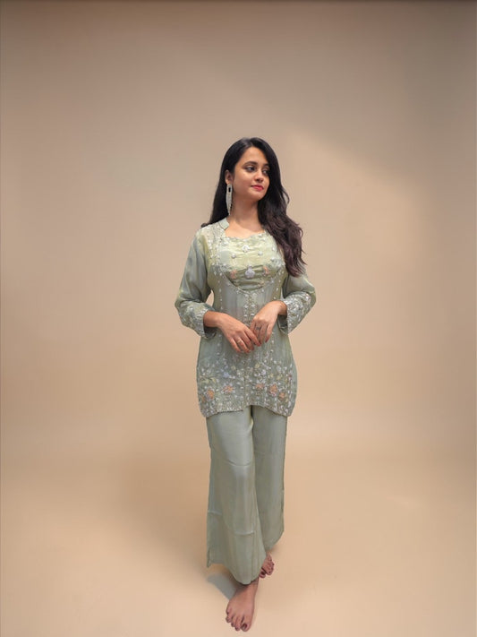 Designer Bustier Cord Set - Green