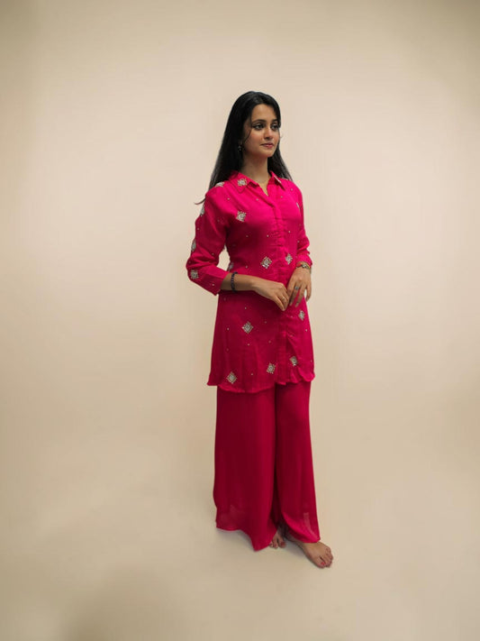 Elegant Handwork Cord Set - Fuchsia Pink
