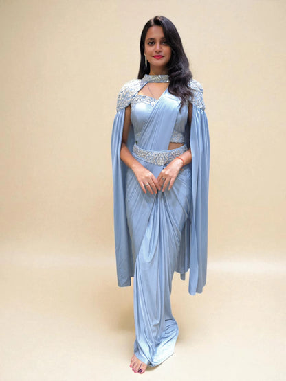 Designer Blue Ready to Wear Saree | Party Wear