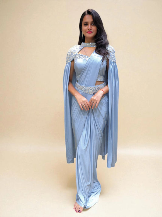 Designer Blue Ready to Wear Saree | Party Wear