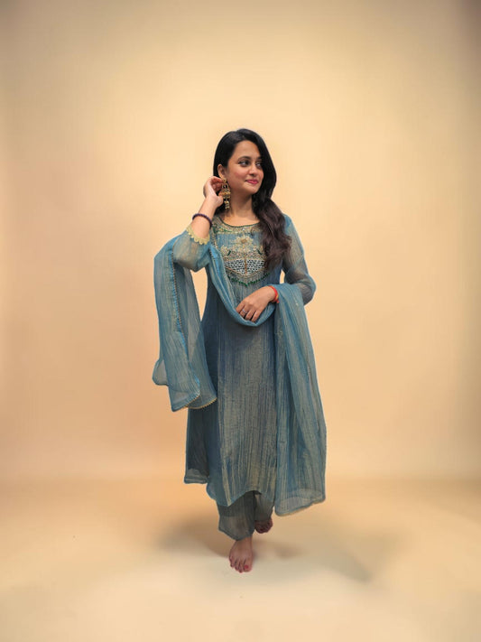 Alia Designer Blue Ethnic Suit with Dupatta