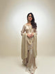 Beige Pure Crepe Silk Zardozi Handwork Kurta Palazzo Set | Ambika Boutique