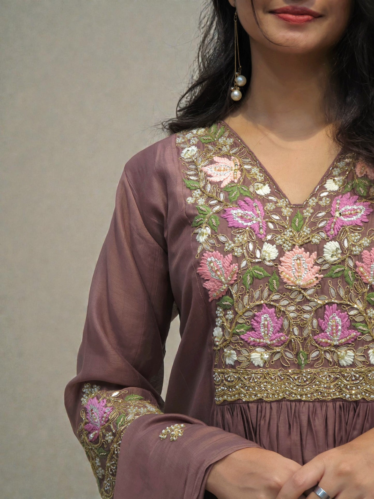 Designer mul chanderi kurta and dupatta set for women