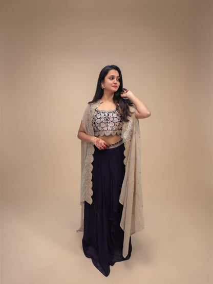 Affordable party wear crop top dhoti skirt for women