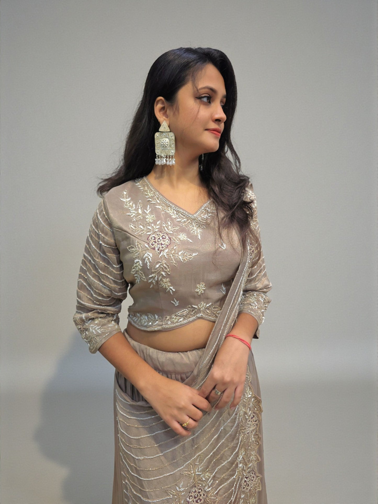 Designer handwork lehenga set with stylish drape dupatta Ambika Boutique