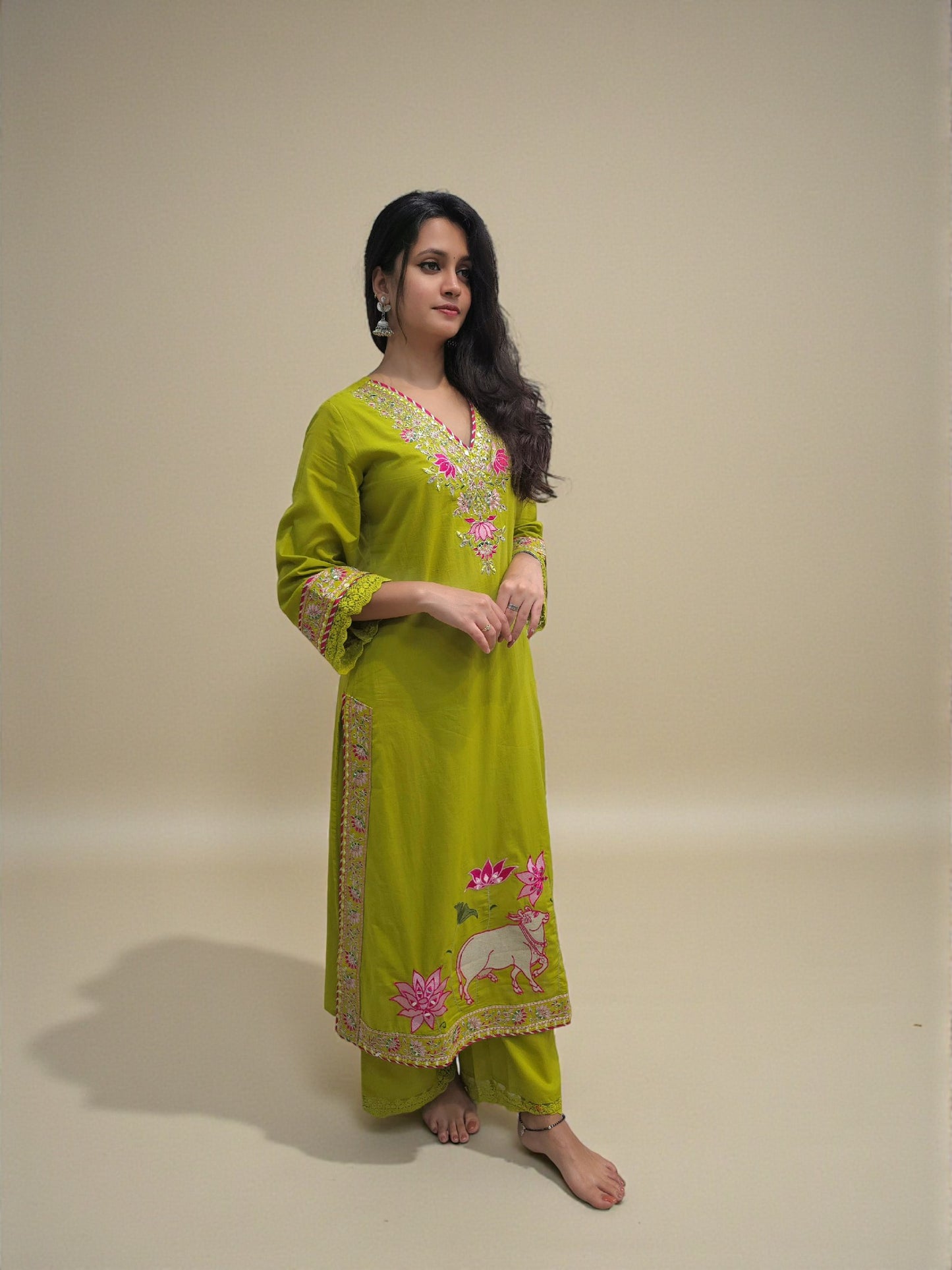 Designer fancy cotton kurta set for ethnic and daytime occasions