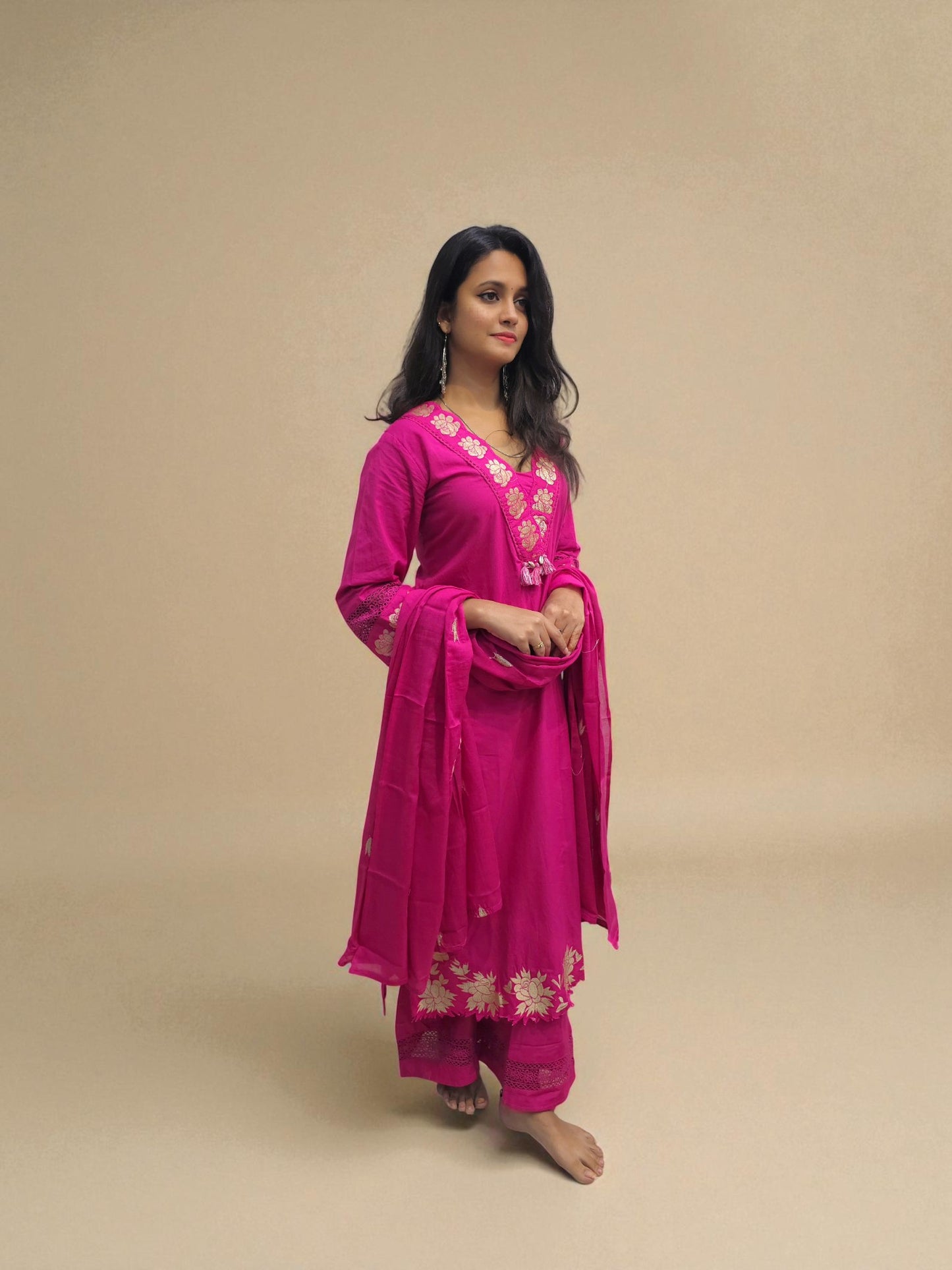 Designer pink embroidered palazzo suit for women – Ambika Boutique