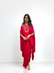 Designer Embroidery Cape with Dhoti Skirt - Red