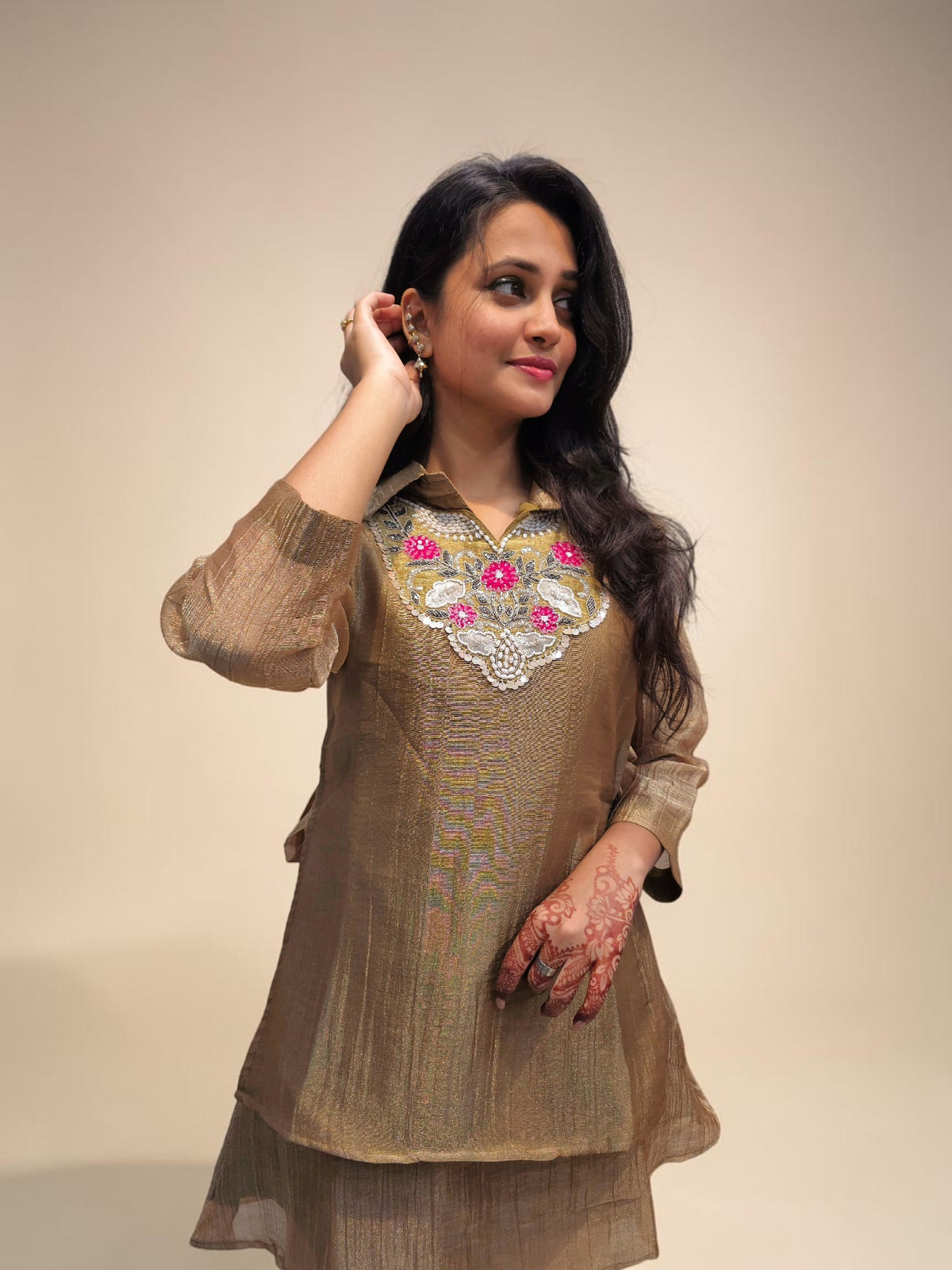Embroidered 3 piece ethnic cord set for women
