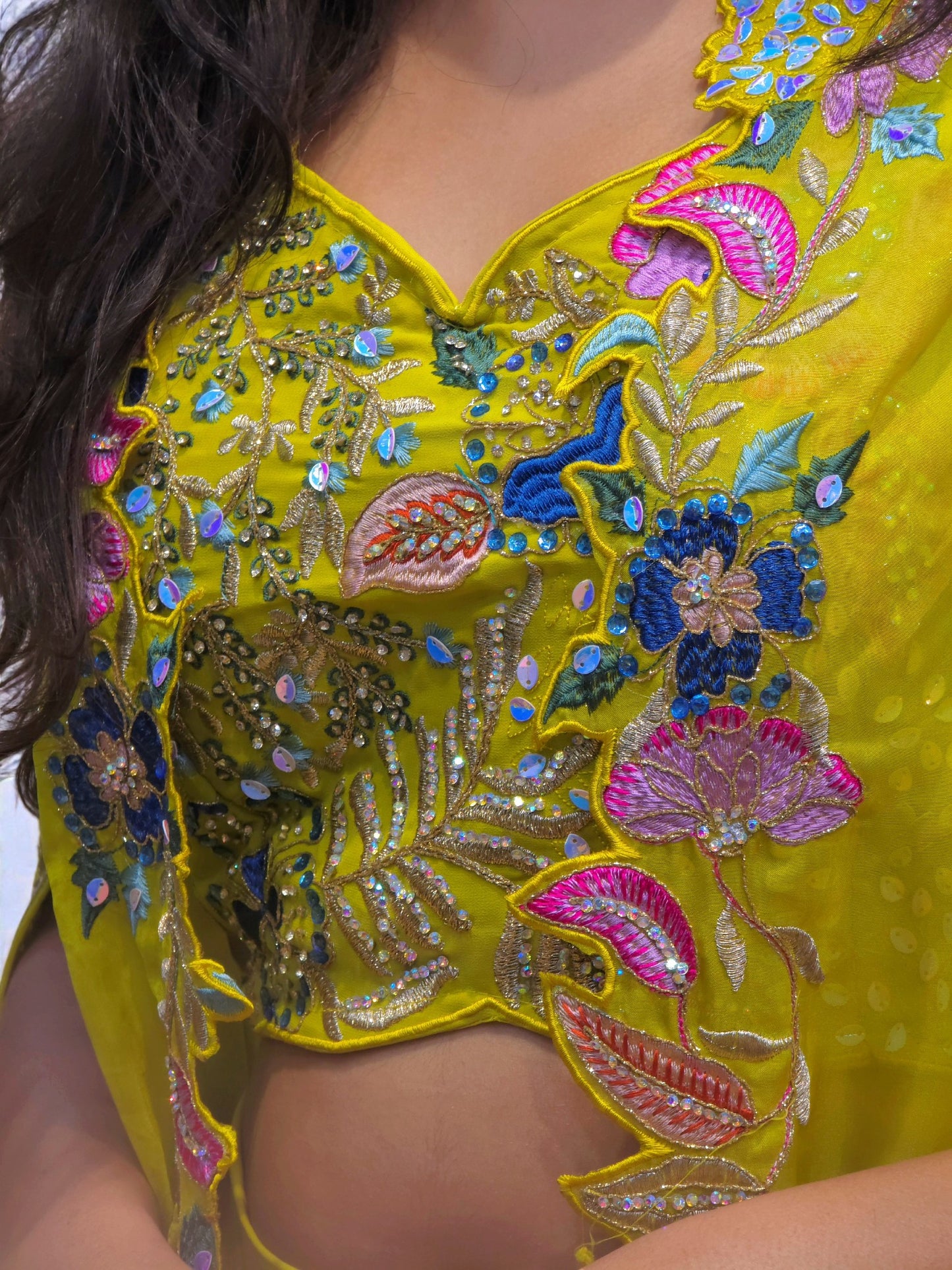 Designer haldi mehendi crop top palazzo set for bridesmaids