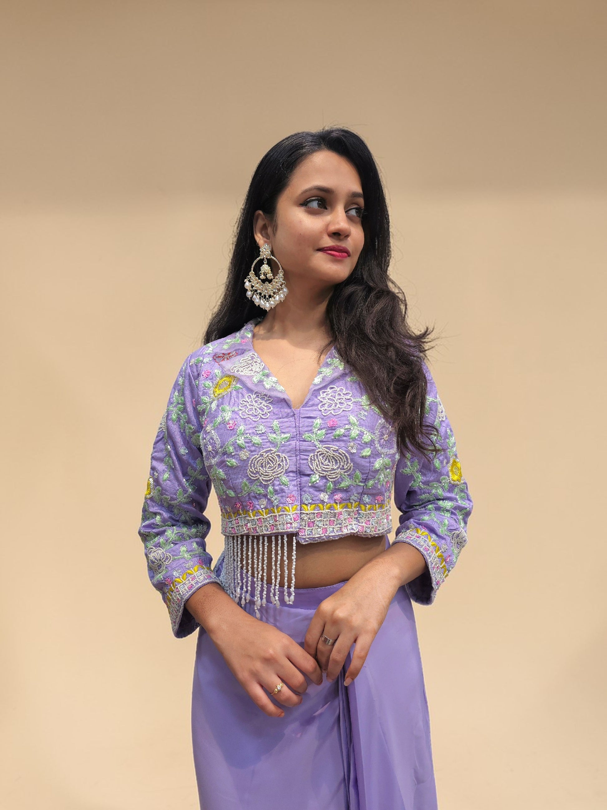 heavy handwork crop top tulip skirt