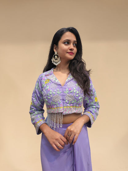 heavy handwork crop top tulip skirt