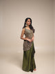 Drape Heavy Handwork Crop-top Skirt - Mehendi Green