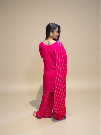 Designer kurta palazzo set featuring intricate gota patti and zardozi handwork