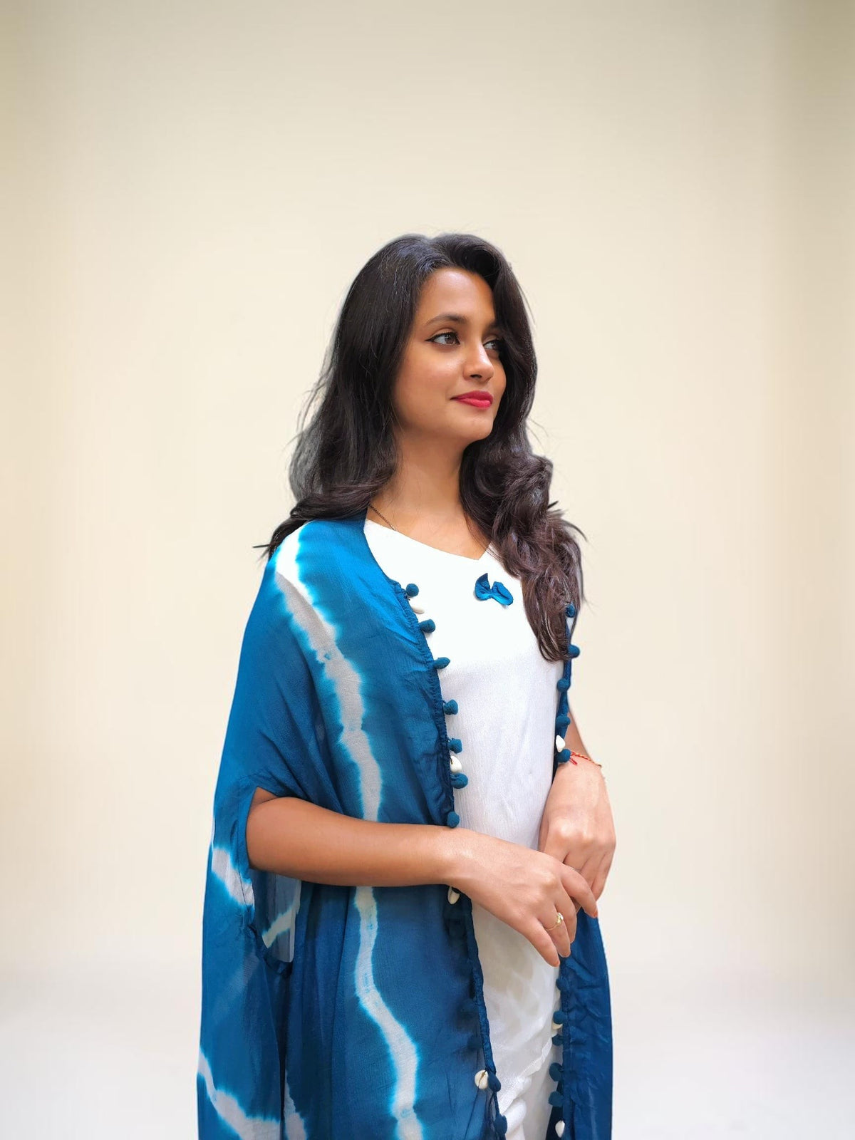 Elegant festive wear Indo-Western Leheriya cape set