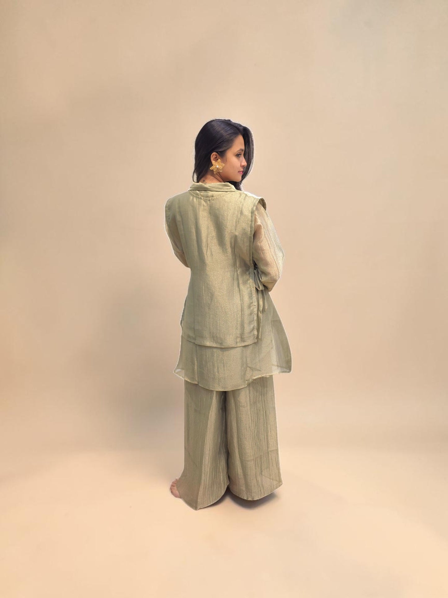 Premium sage green ethnic co-ord set with handcrafted detailing