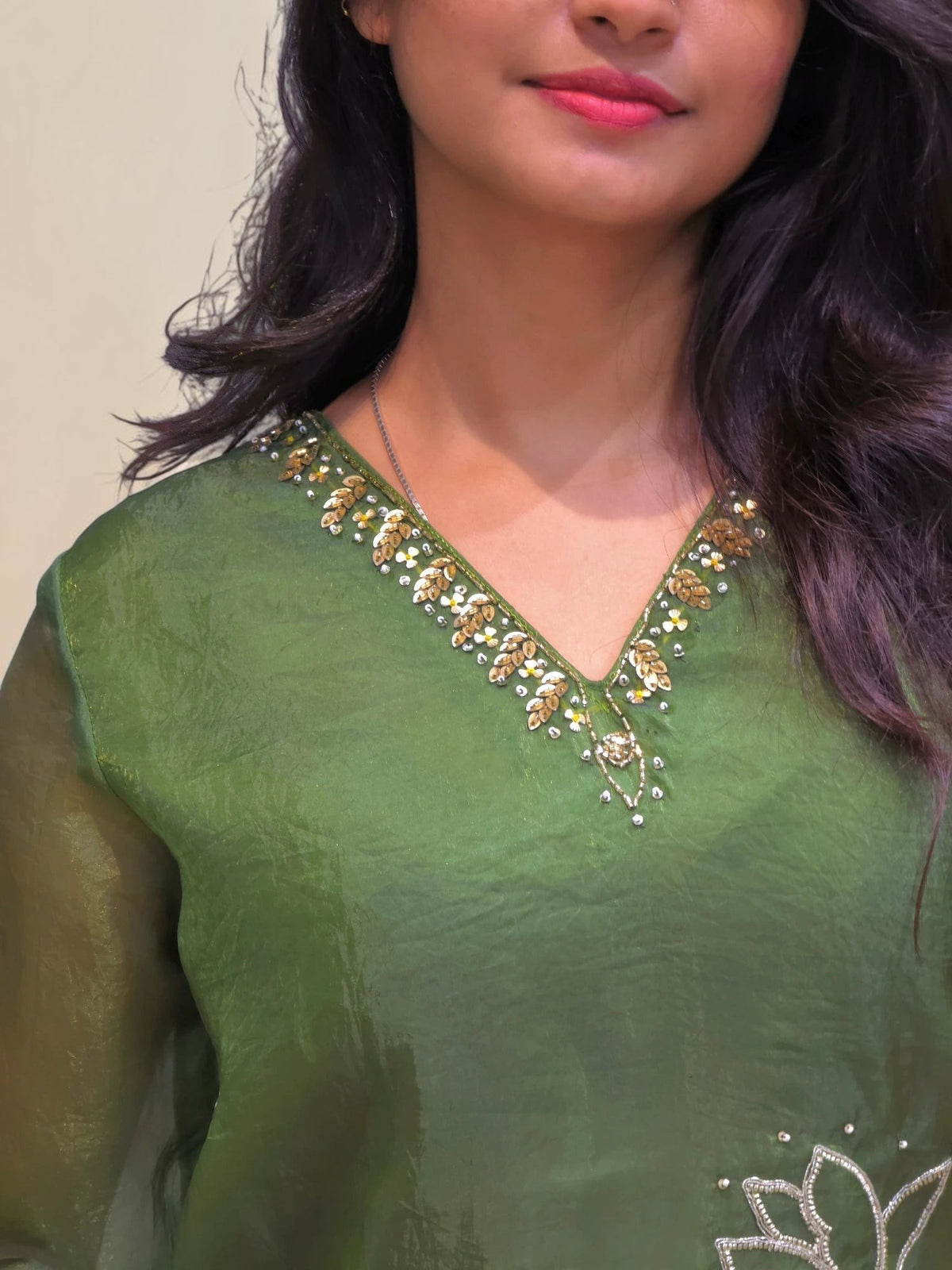 Elegant green embroidered co-ord set – traditional wear for ladies