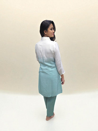 Ambika Boutique handcrafted pure crepe ombre co-ord set for women