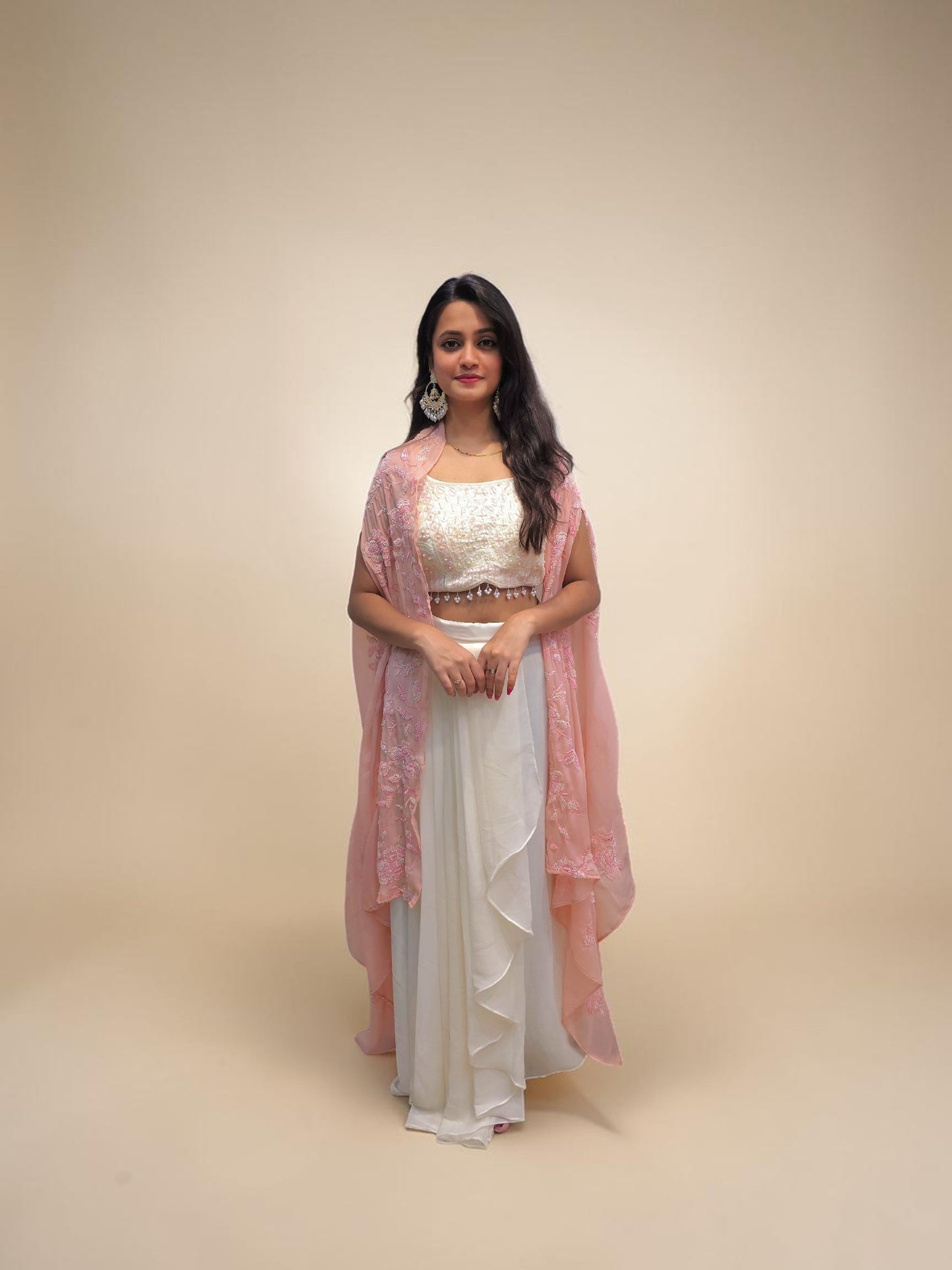 Indo western festive wear crop top dhoti skirt outfit