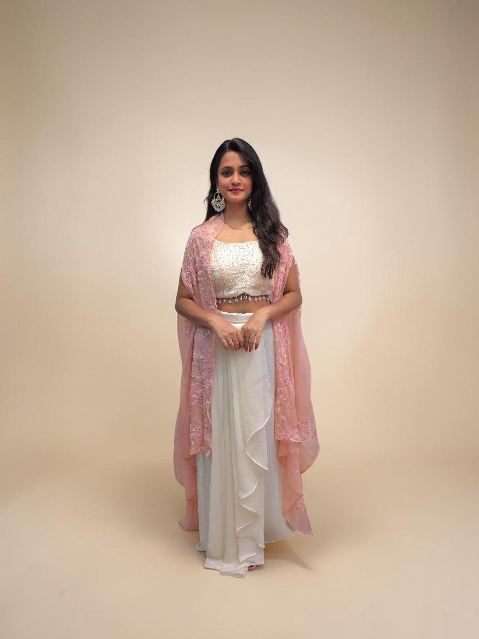 Indo western festive wear crop top dhoti skirt outfit