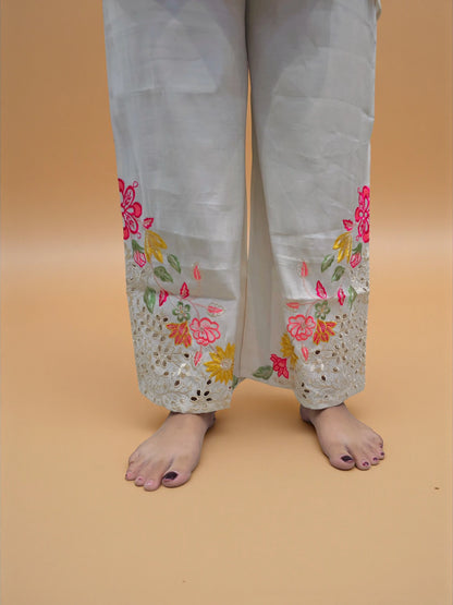 festive and casual wear embroidered co-ord set in white – Ambika Boutique online