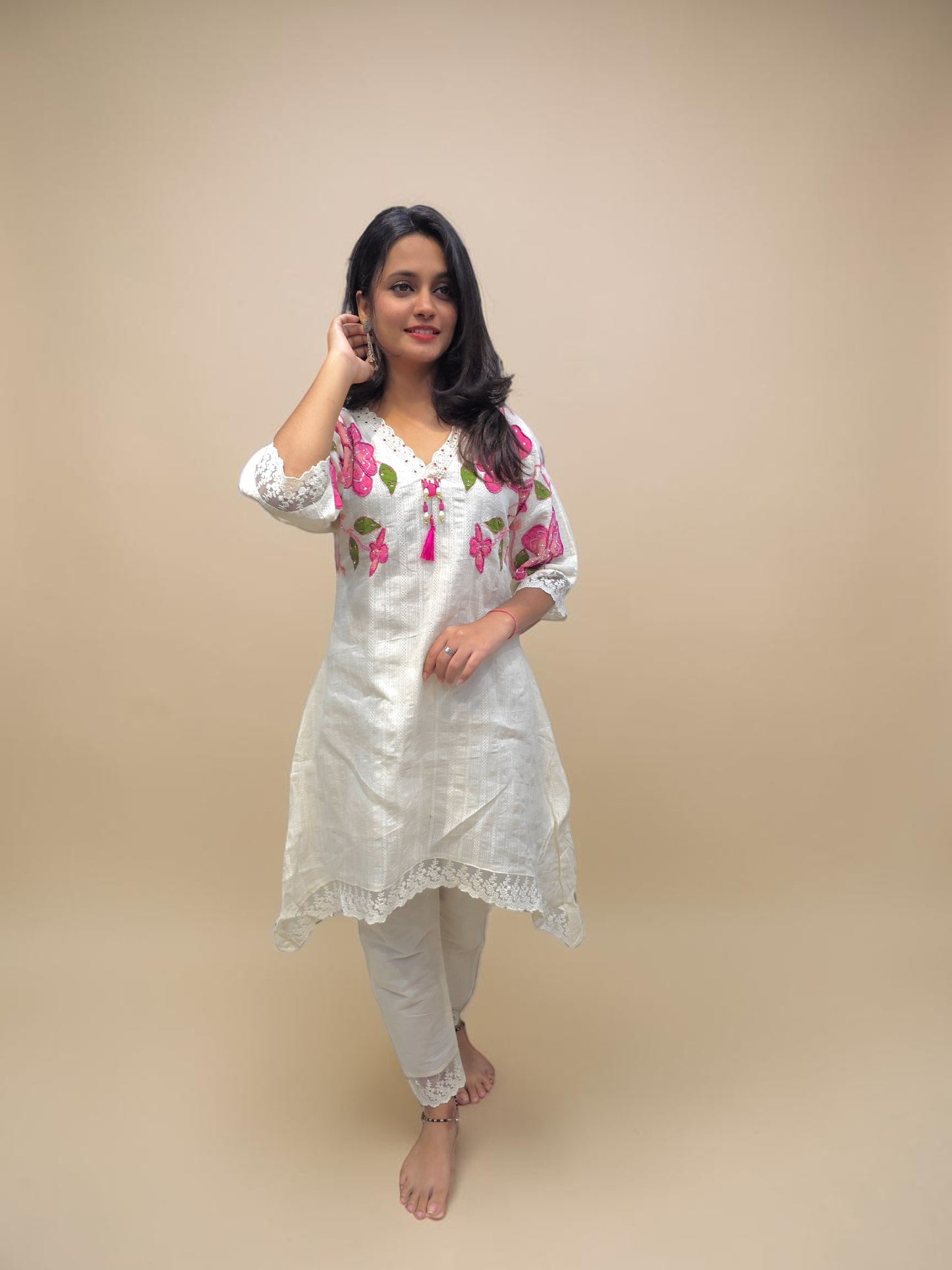 Handcrafted Kora Cotton Kurta Set – Stylish & Comfortable