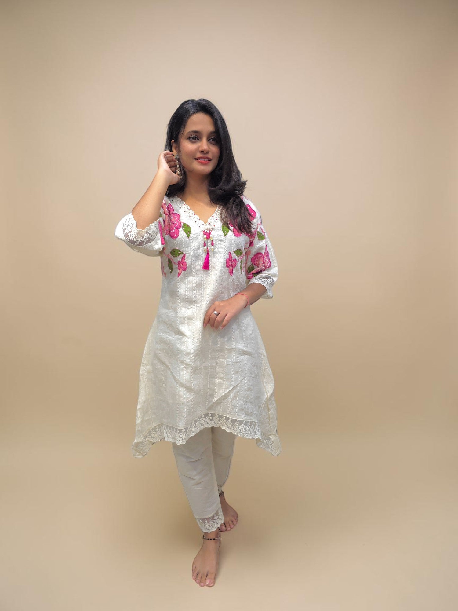 Handcrafted Kora Cotton Kurta Set – Stylish & Comfortable