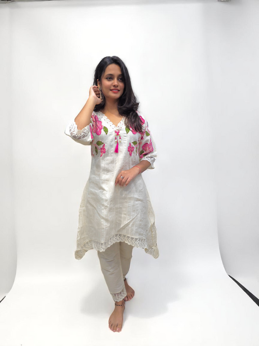 Handcrafted Kora Cotton Kurta Set – Stylish & Comfortable