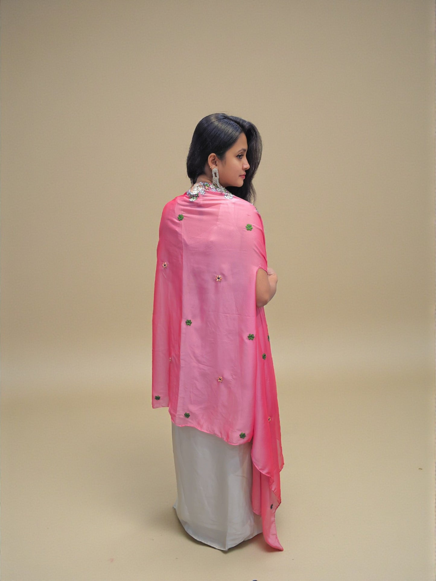 Indo western wedding outfit crop top dhoti skirt with shrug