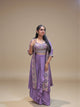 Embroidered Crop Top Dhoti Skirt with Shrug - Lavender