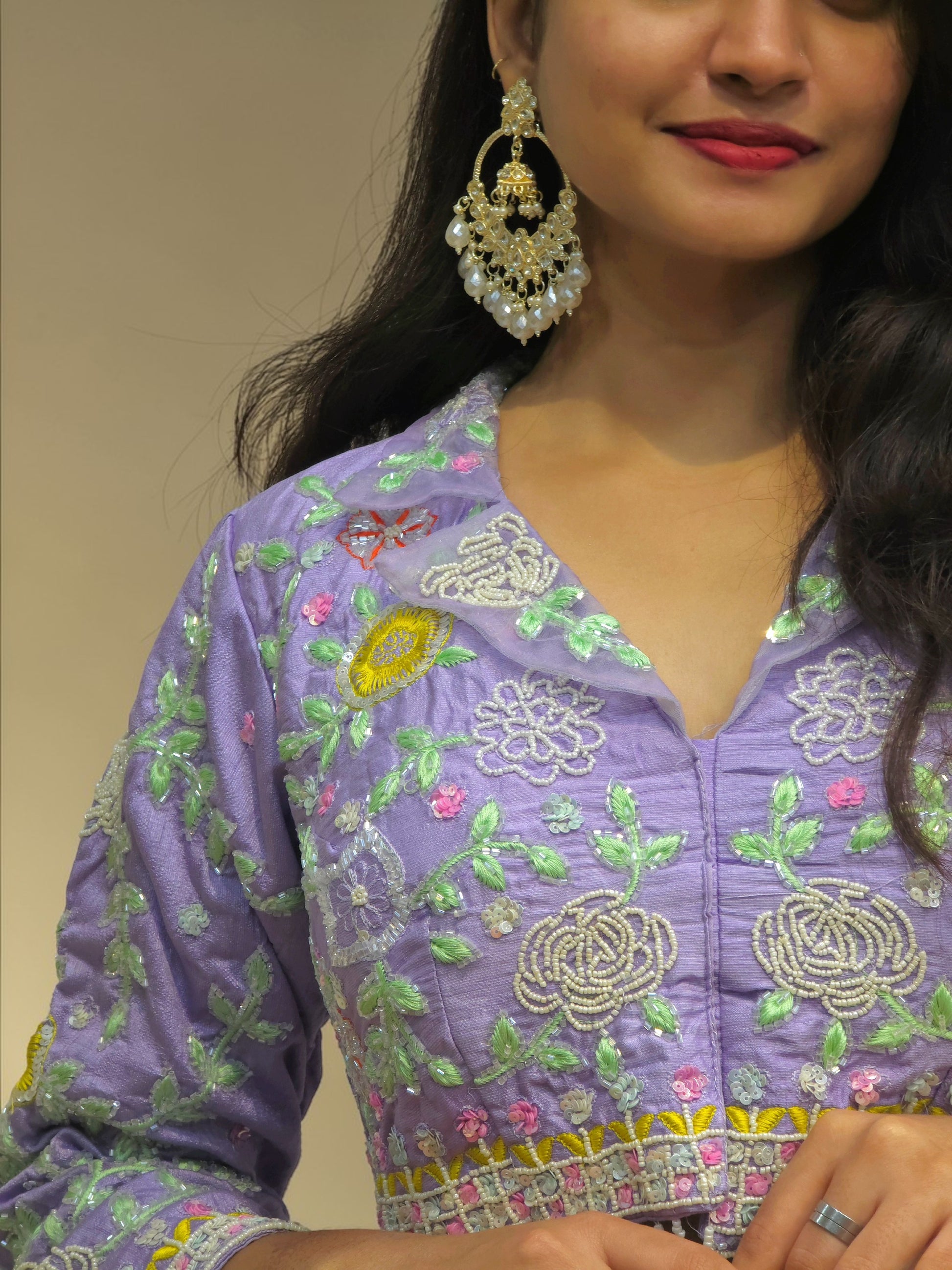 haldi indo western party wear lavender