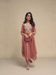 Hand Embroidered Mul Chanderi Suit - Peach