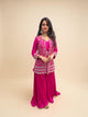Elegant Pink Crop Top Palazzo Set with Designer Jacket
