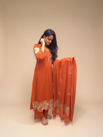Designer cotton kurta palazzo set with dupatta