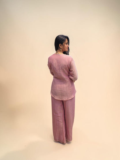 Premium dusty pink designer cord set for women
