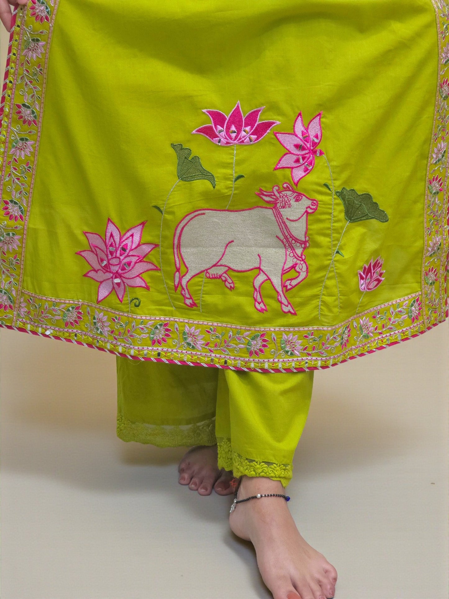 Printed fancy cotton kurta set paired with soft cotton dupatta