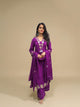 Cotton Embroidered Palazzo Suit - Purple