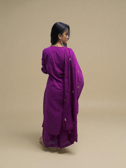 Designer cambric cotton palazzo suit for women – Ambika Boutique