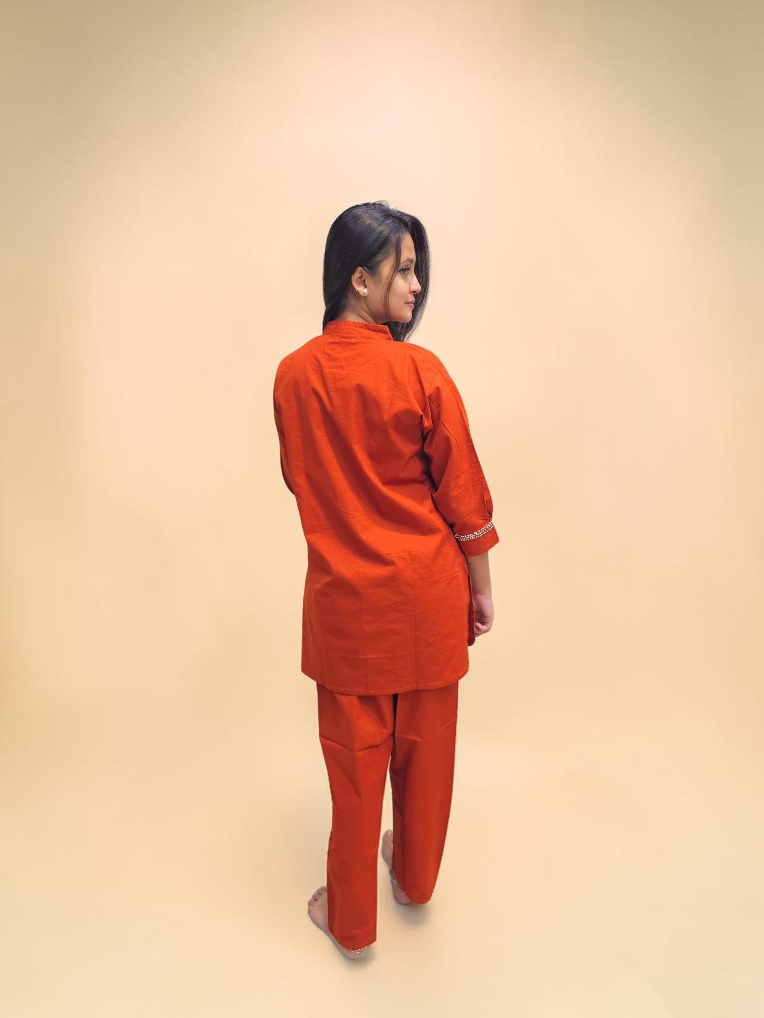 Handwork cotton two-piece co-ord set with matching pants
