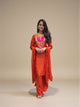 Bandhani Applique Kurta Palazzo Set - Rust Orange